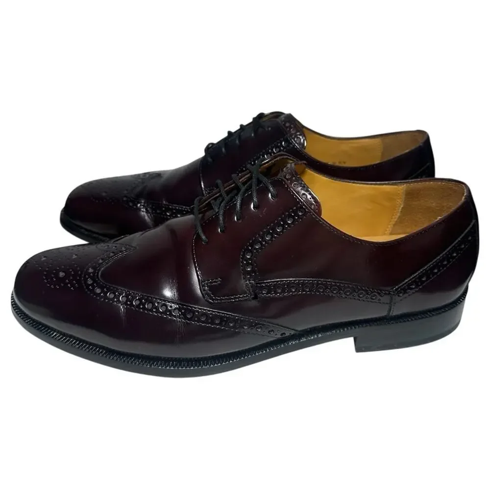 Cole Haan Vintage 11 Dark Burgundy Brown Leather Oxford Wingtip Brogue Shoes